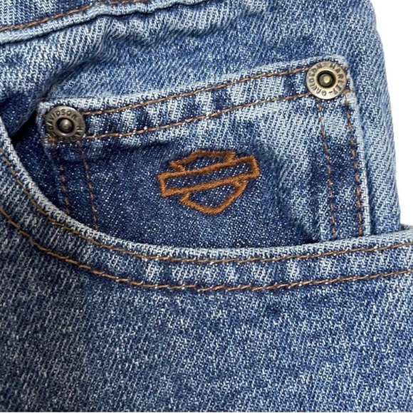 Harley Davidson Womens Relaxed Thigh Boot Cut Jeans Classic Blue Size 10 Missy - Picture 5 of 12